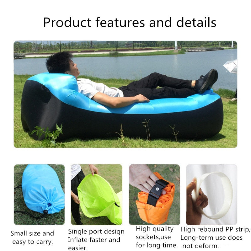 2019 Trend Outdoor Products Fast Infaltable Air Sofa Bed Good Quality Sleeping Bag Inflatable Air Bag Lazy bag Beach So 240 * 70cm