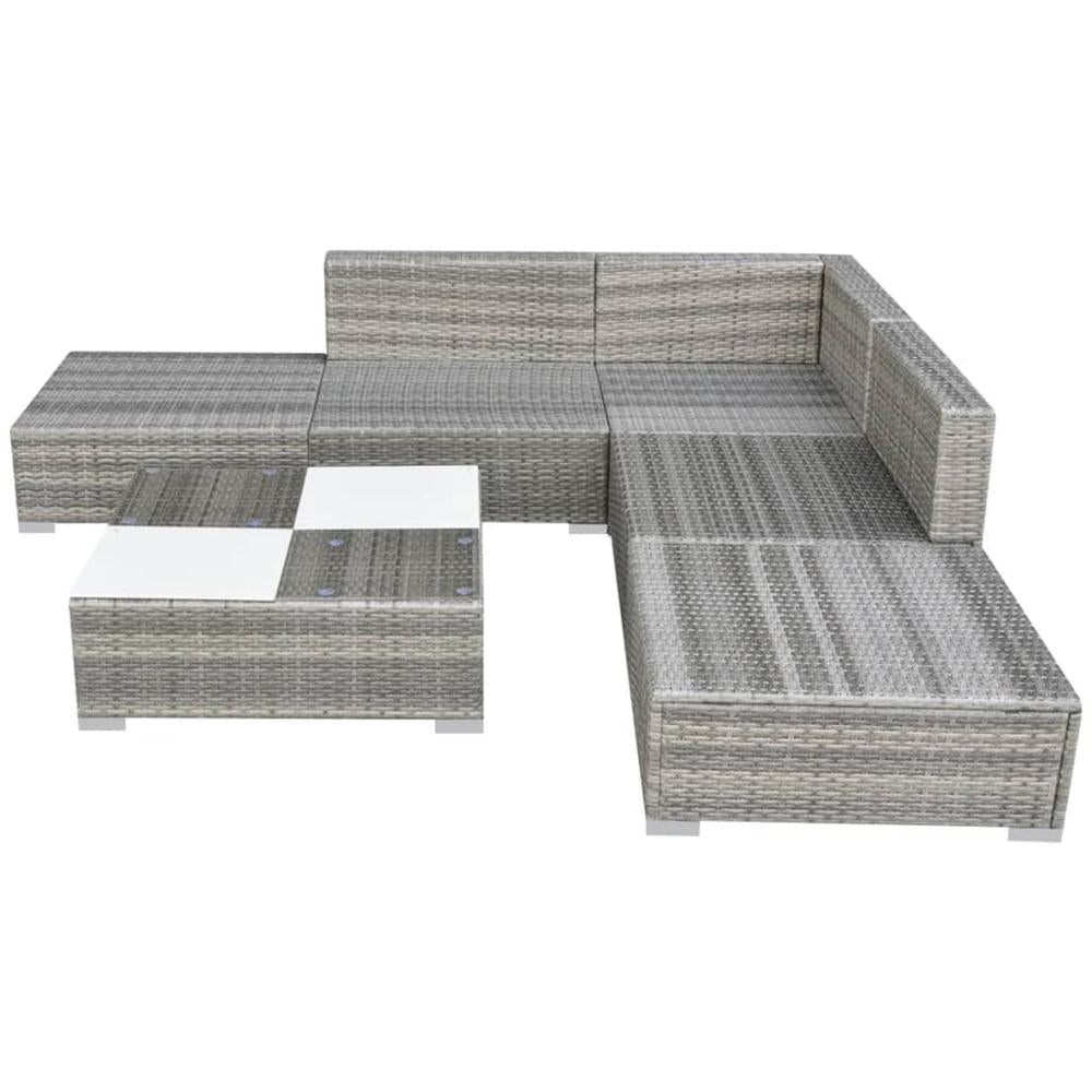 6pcs Modern Garden Furniture Sets with Cushions Gray Rattan Lounge Set Brown Outdoor Tables for Garden Patio Balcony Nodic Style