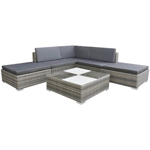 6pcs Modern Garden Furniture Sets with Cushions Gray Rattan Lounge Set Brown Outdoor Tables for Garden Patio Balcony Nodic Style