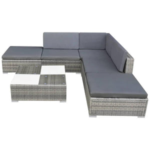 6pcs Modern Garden Furniture Sets with Cushions Gray Rattan Lounge Set Brown Outdoor Tables for Garden Patio Balcony Nodic Style