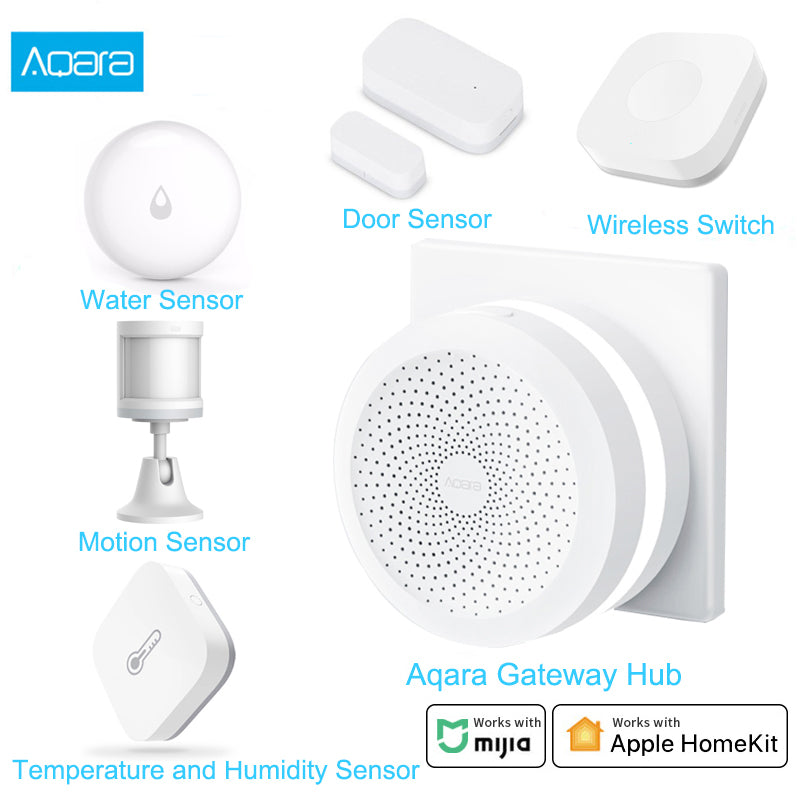 Aqara Smart Home Kits Aqara Hub Door Window Sensor Human Body Wall Switch Humidity Water Sensor Two-way module Work With Mi home