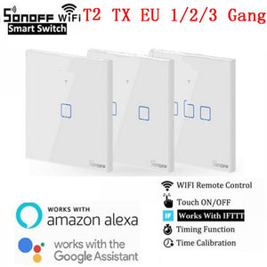 TX T2 EU US Smart Wifi Touch Wall Light Switch With Border Smart Home 1/2/3 Gang 433 RF/Voice/APP Control Works With Alexa