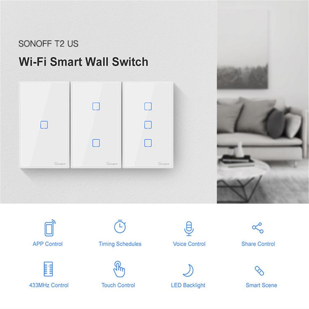 TX T2 EU US Smart Wifi Touch Wall Light Switch With Border Smart Home 1/2/3 Gang 433 RF/Voice/APP Control Works With Alexa