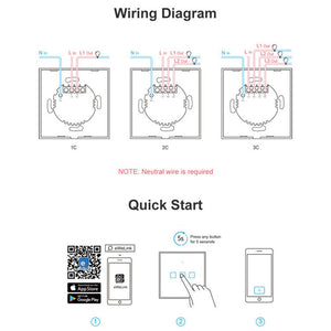 TX T2 EU US Smart Wifi Touch Wall Light Switch With Border Smart Home 1/2/3 Gang 433 RF/Voice/APP Control Works With Alexa