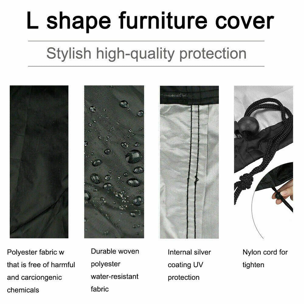 Waterproof L Shape Furniture Cover Outdoor Garden Patio Rattan Sofa Dustproof V Shaped Mold Resistant Cover