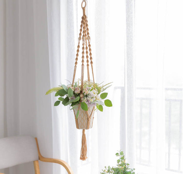 Portavasi da Appendere, 4 Pezzi Macrame Porta Piante Interno ed