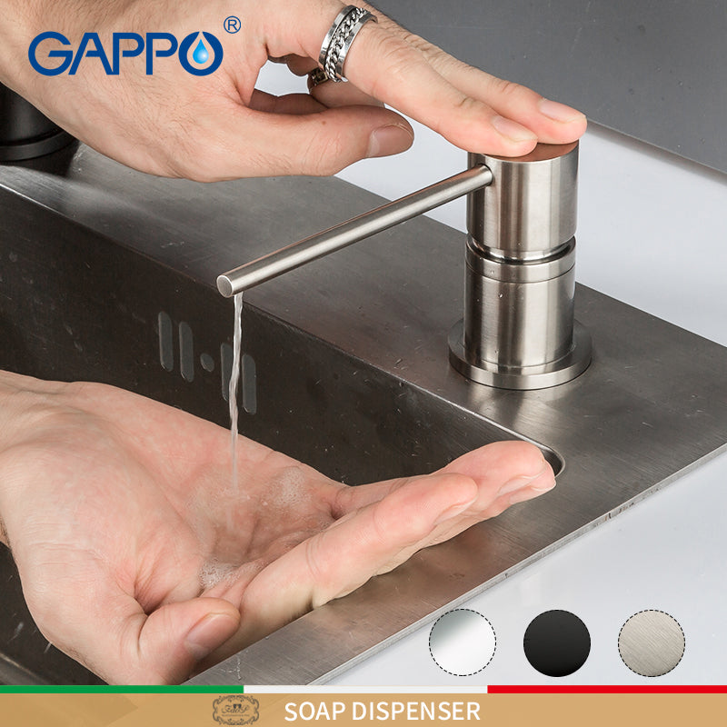 GAPPO Liquid Soap Dispenser Brass Kitchen Soap Dispensers Round Built in Counter top Dispenser