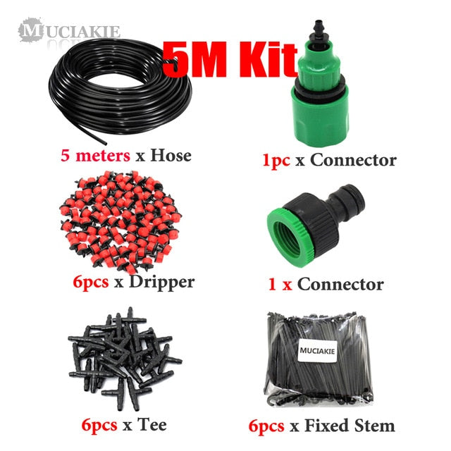 MUCIAKIE 50M-5M DIY Drip Irrigation System Automatic Watering Garden Hose Micro Drip Watering Kits with Adjustable Drippers