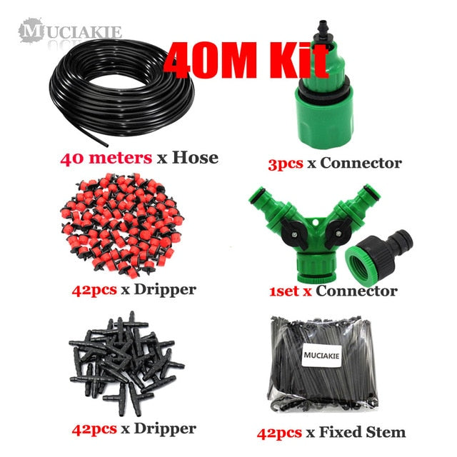 MUCIAKIE 50M-5M DIY Drip Irrigation System Automatic Watering Garden Hose Micro Drip Watering Kits with Adjustable Drippers